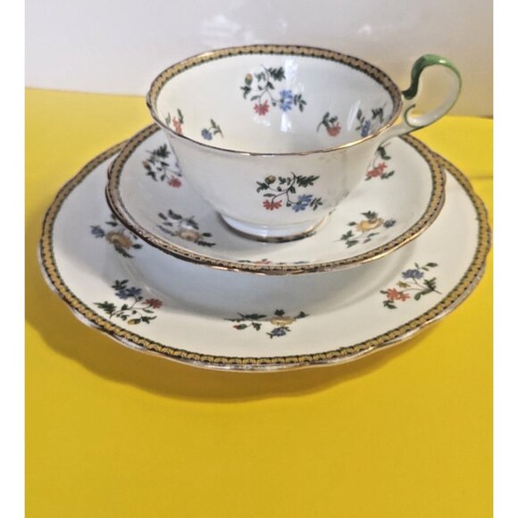 Vintage Aynsley Trio Set Cup, Saucer and Breakfast Plate Flower Basket 1920's - Picture 1 of 16